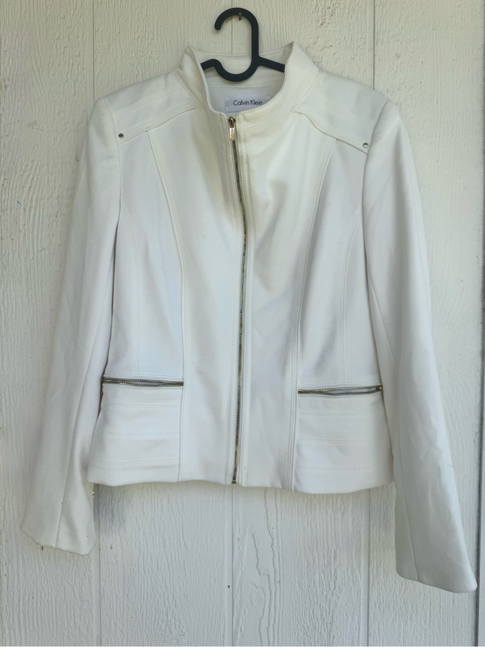 🤍Calvin Klein White Zip-Up Structured Jacket